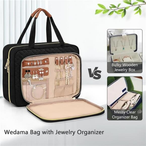 Hanging Toiletry Bag with Jewelry Organizer Waterproof Travel Makeup Storage - Picture 3 of 7